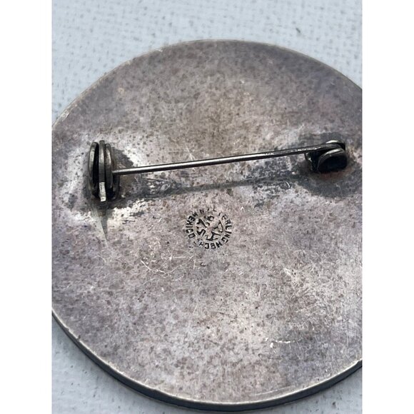 Vintage Sterling Silver Mayan Calendar Brooch - Picture 3 of 4